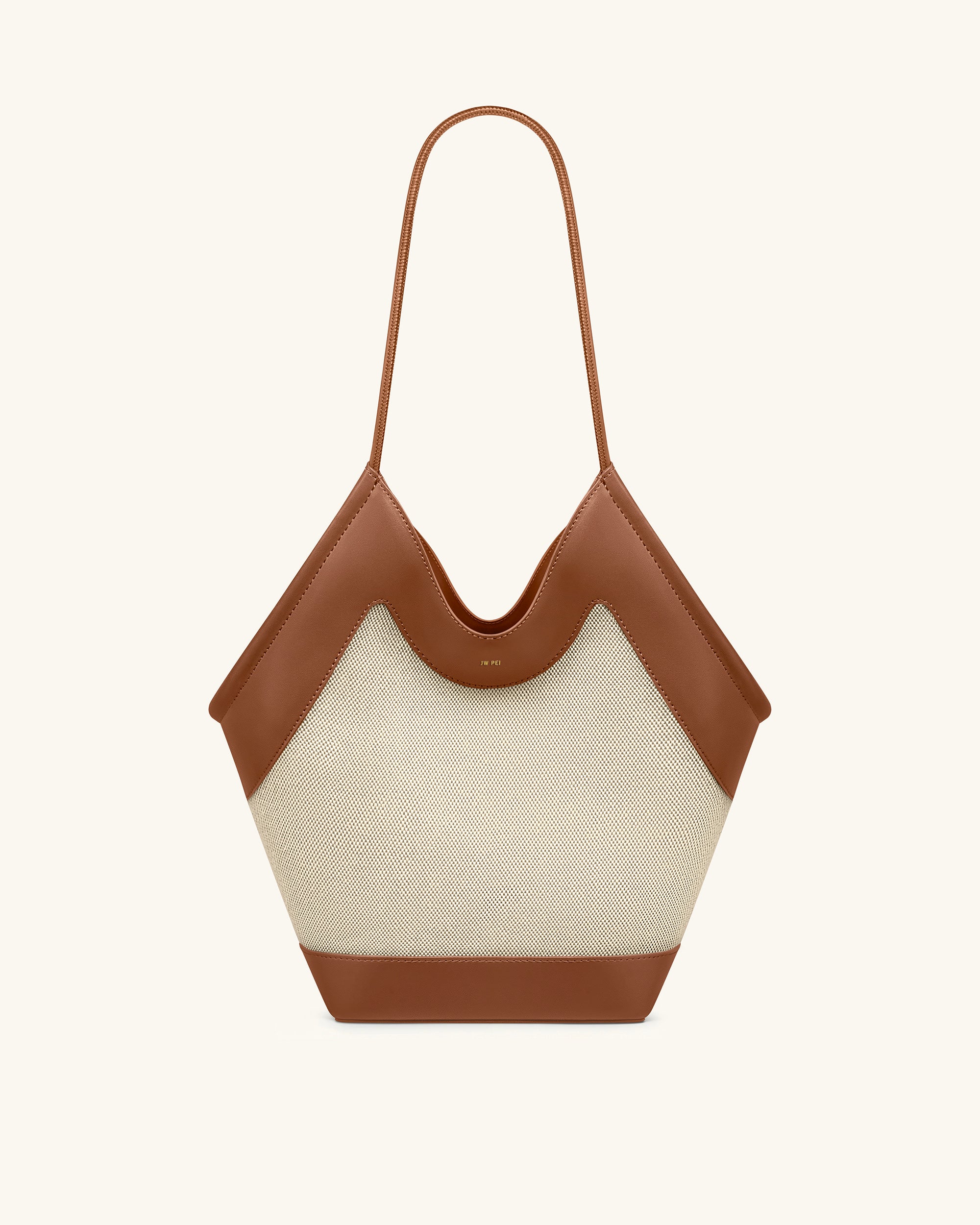 Maribel Panel Tote Bag - Brown Canvas