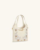 Brooke Mini Belted Embellished Orchid Beaded Top Handle Bag - Ivory