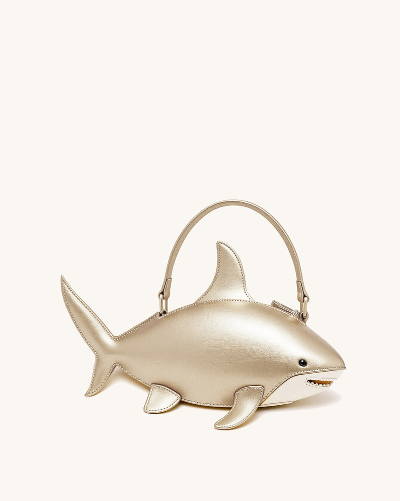 Nerys Shark Look Top Handle Bag - Gold
