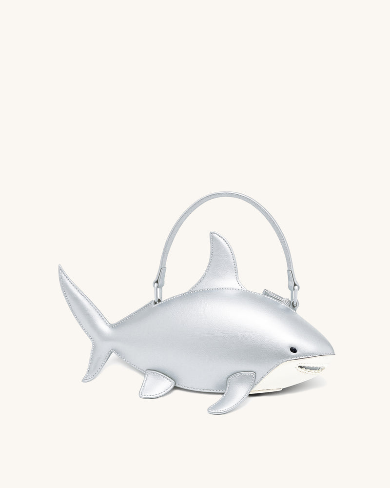 Nerys Shark Look Top Handle Bag - Silver