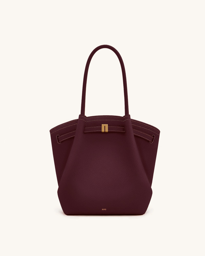 Hana Column Tote Bag - Burgundy