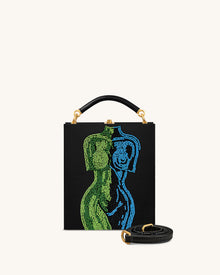 Elle Colorful Beaded Book Top Handle Bag - Black