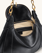 Daria Metal Pendant Embellished Shoulder Bag - Black