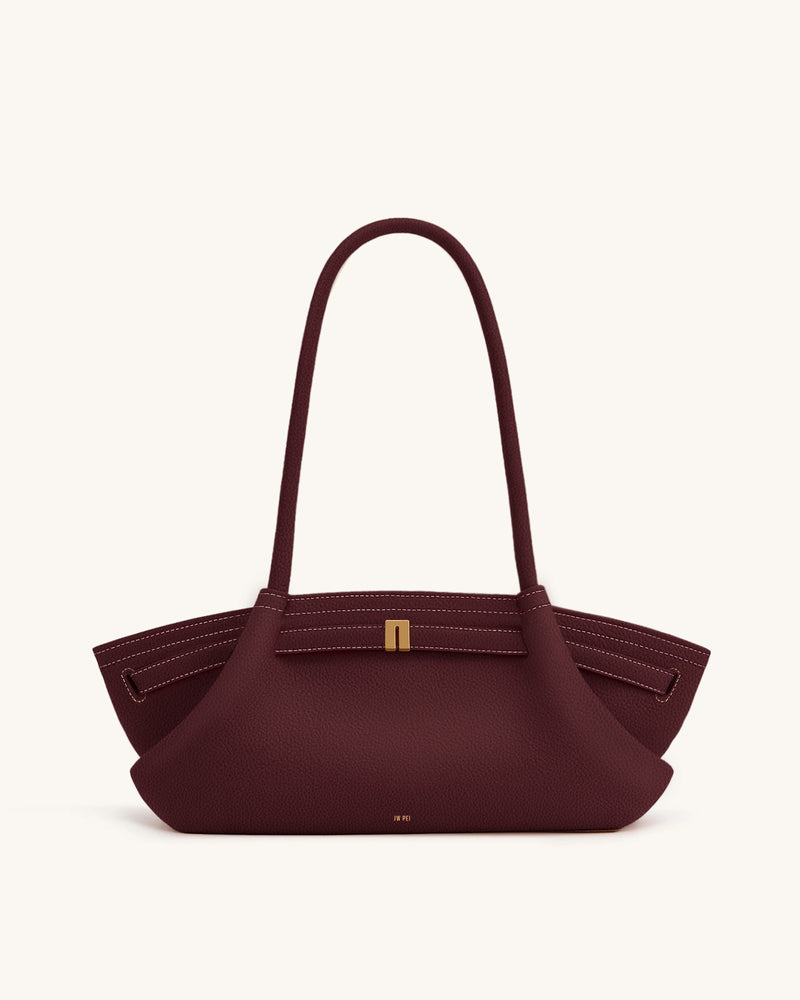 Hana Wide Tote Bag - Burgundy