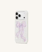 Pearl Artificial Crystal Bow Phone Case - White