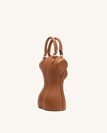 Tara Sculpted Handle Bag - Brown