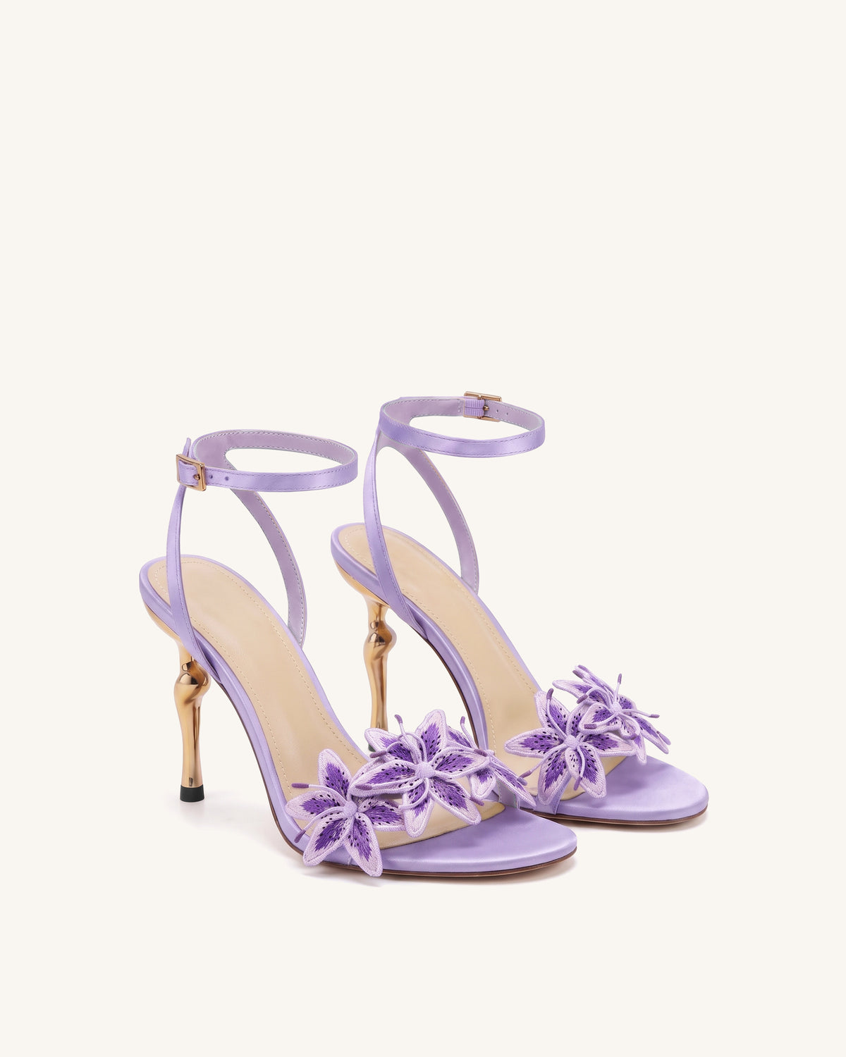 Isadora Lily Floral Heeled Sandals - Lavender