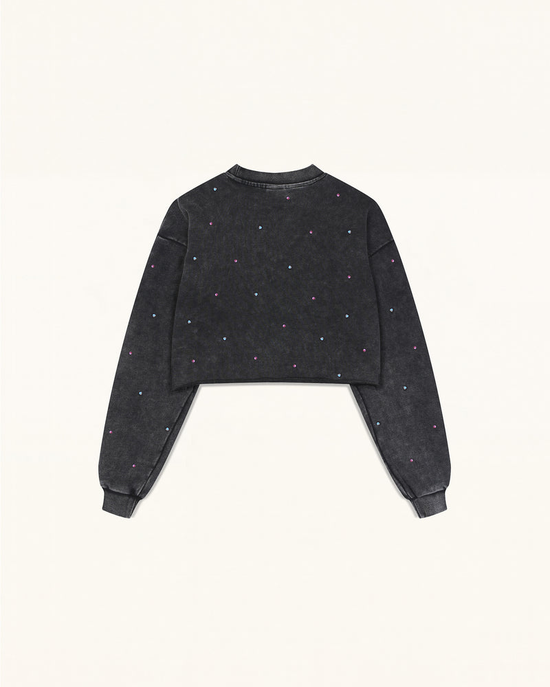 Candy Resin Heart  Sweatshirt - Black