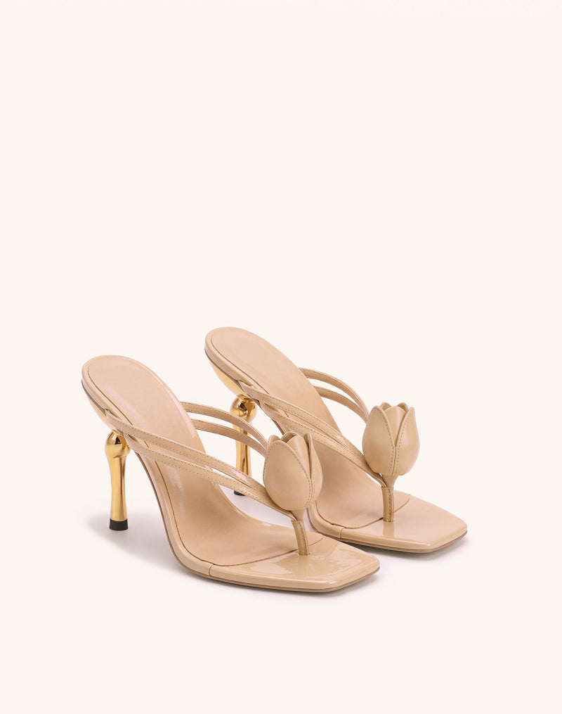 Amara 3D Tulip Heeled Sandals - Nude