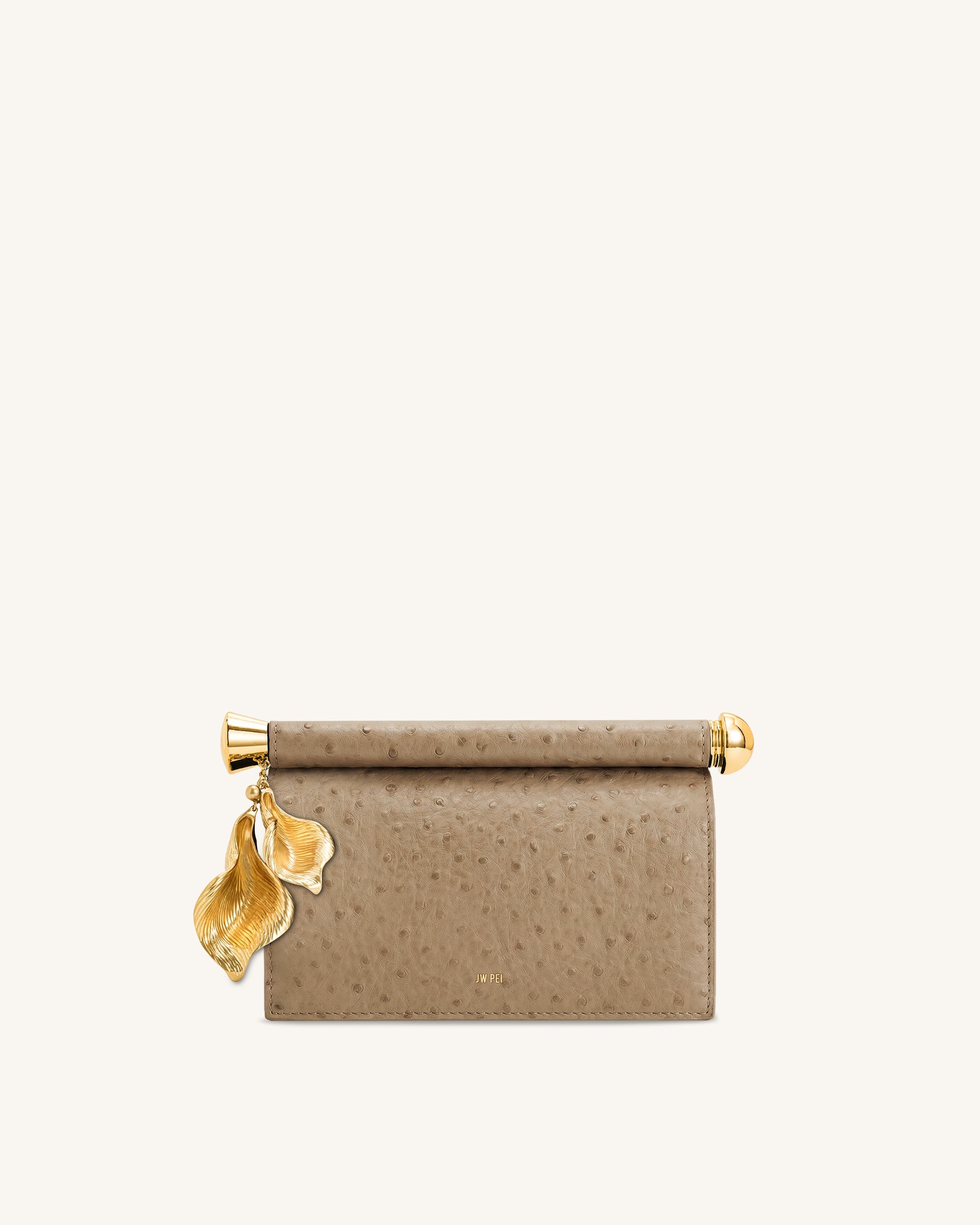 Holly Metal Pendant Embellished Clutch - Mocha Brown