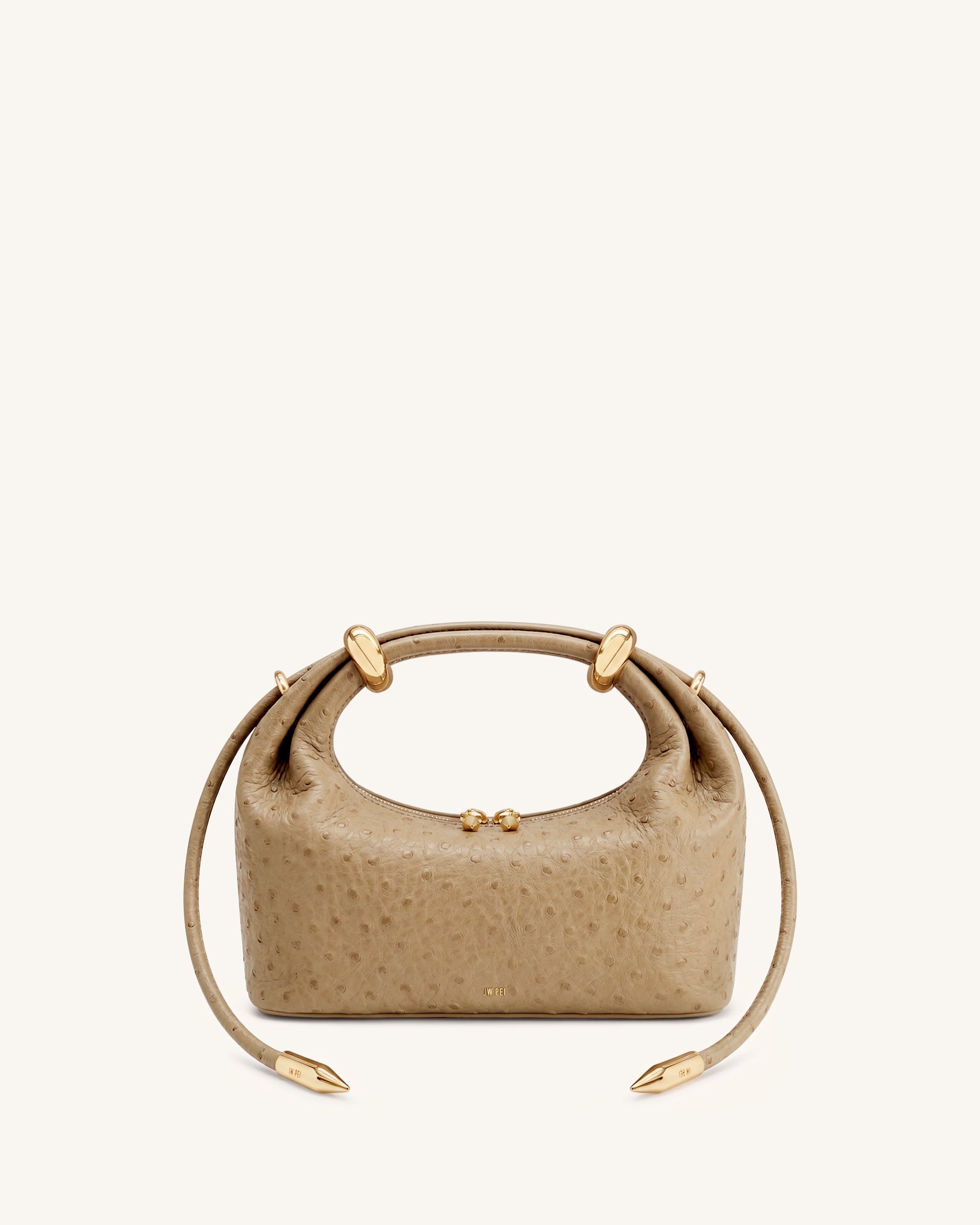 Ellie Metal Ring Embellished Top Handle Bag - Brown Apricot