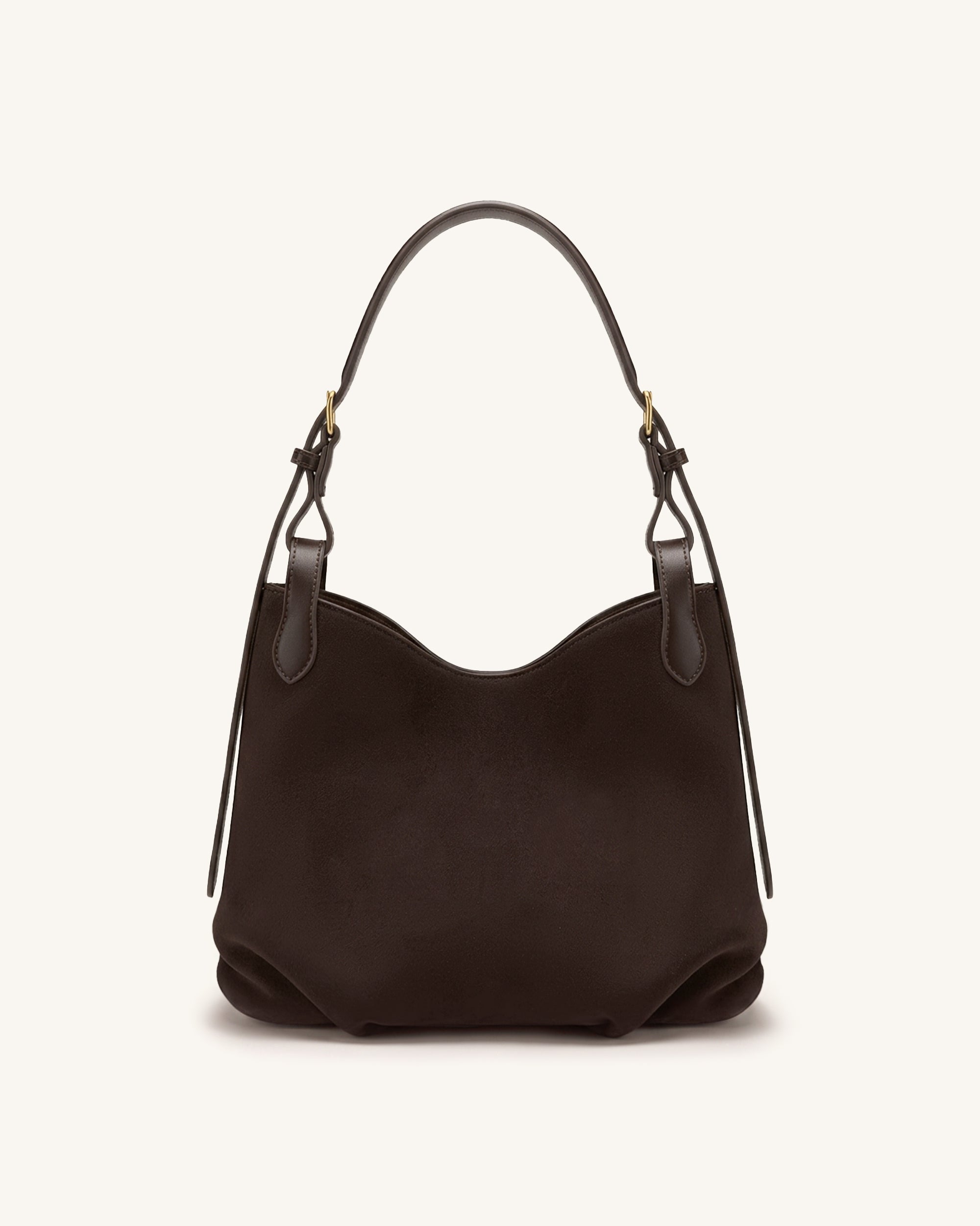 Velora Faux Suede Slouchy Shoulder Bag - Dark Brown