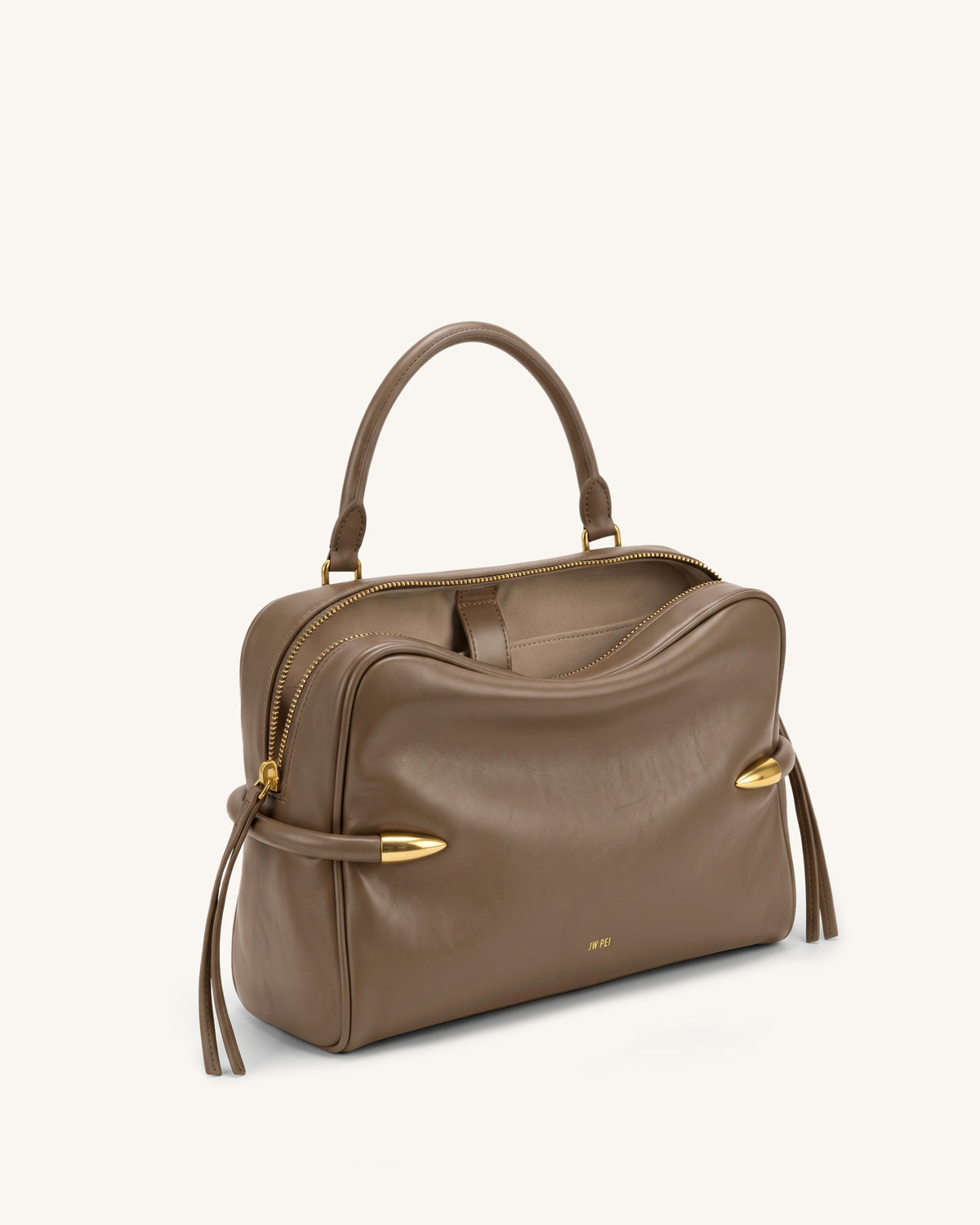Callie Tusk Detail Shoulder Bag - Taupe Brown