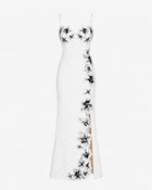 Flower Embroidered Spaghetti Strap Maxi Dress - White