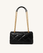 Valerie Puffy Bar-Lock Shoulder Bag - Black