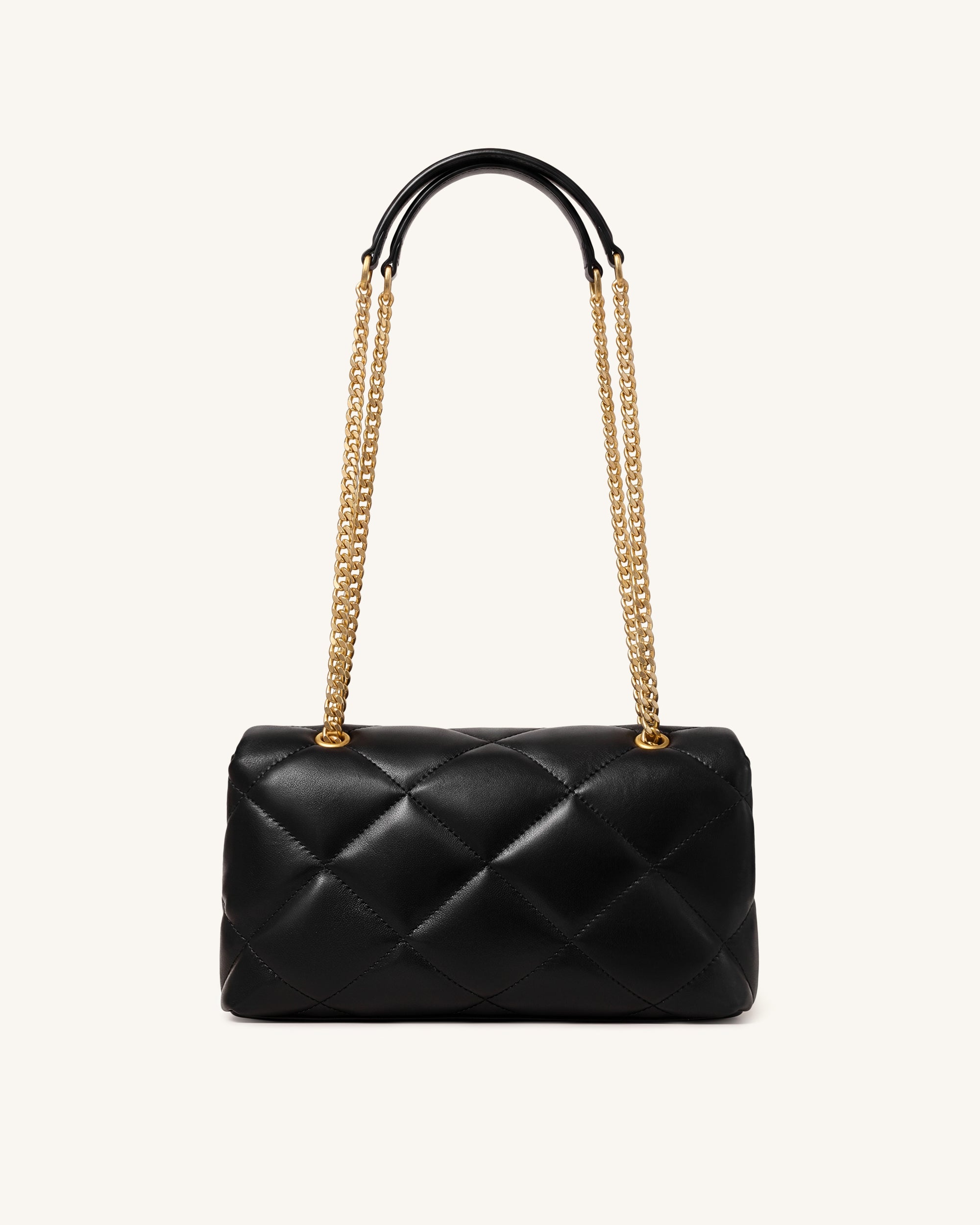 Valerie Puffy Bar-Lock Shoulder Bag - Black