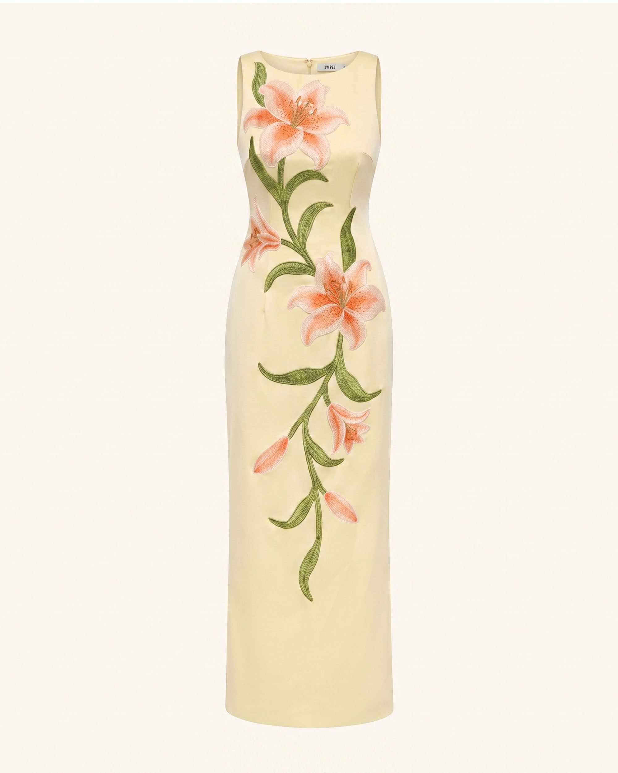 Lily Floral Print Sleeveless Column Maxi Dress - Light Yellow