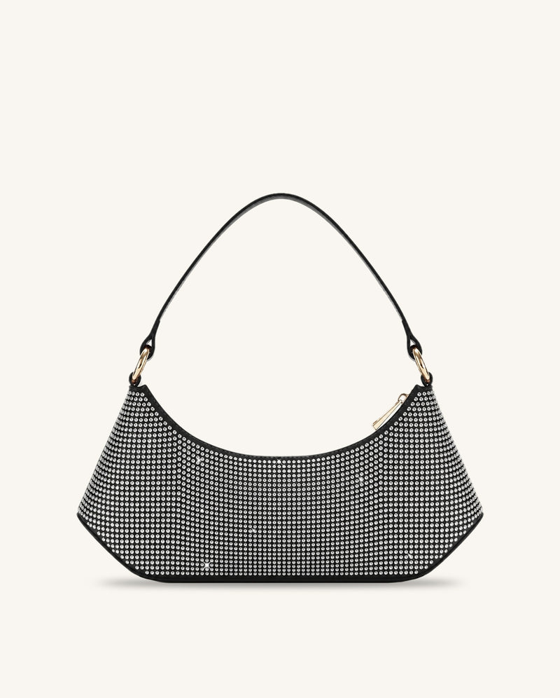 Lily Artificial Crystal Shoulder Bag - Black