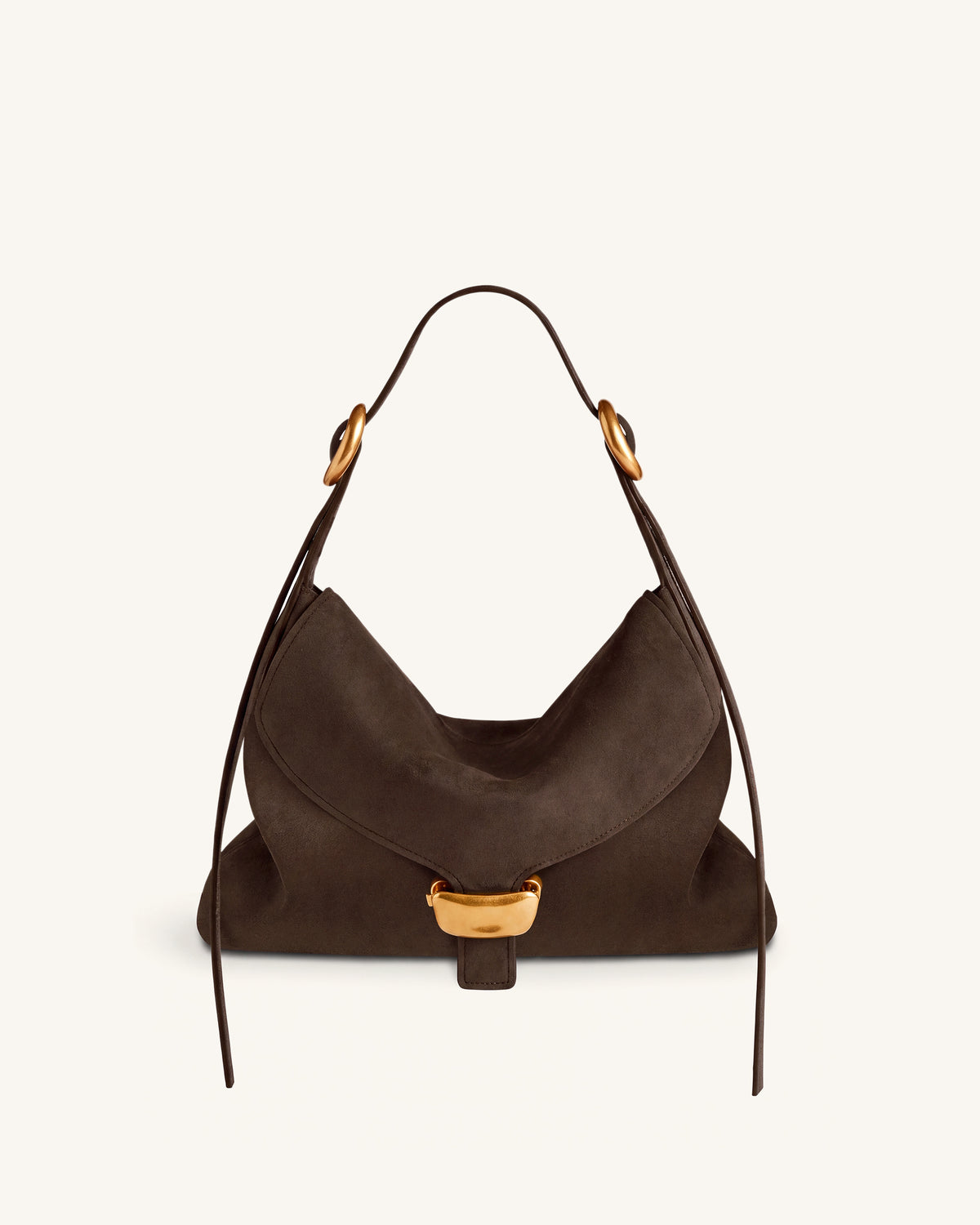 Sienna Faux Suede Hobo Bag - Dark Brown