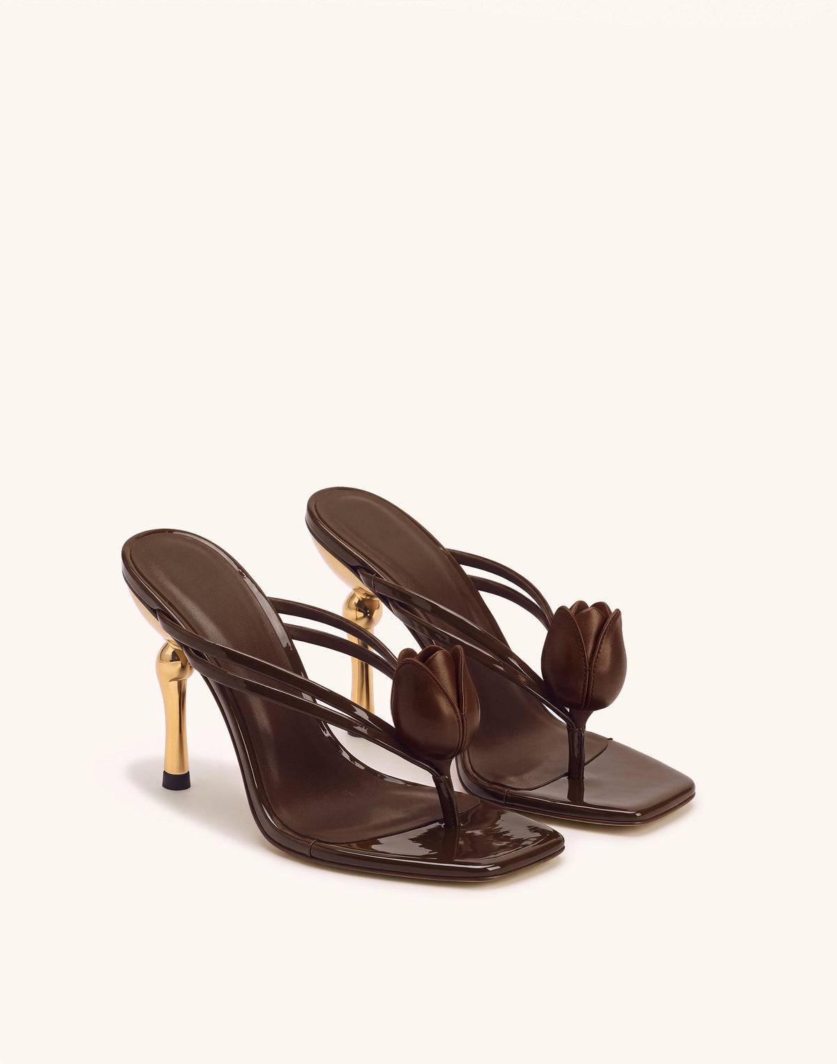 Amara 3D Tulip Heeled Sandals - Dark Brown