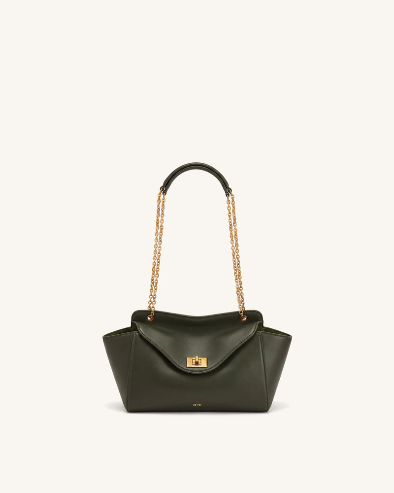 Lucia Envelope Chain Shoulder Bag - Deep Olive Green