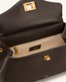 Lucia Elongated Top Handle Bag - Dark Brown
