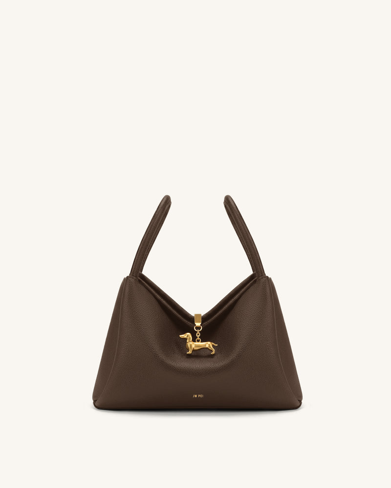 Maelle Dachshund Charm Double Handle Bag - Dark Coffee Brown