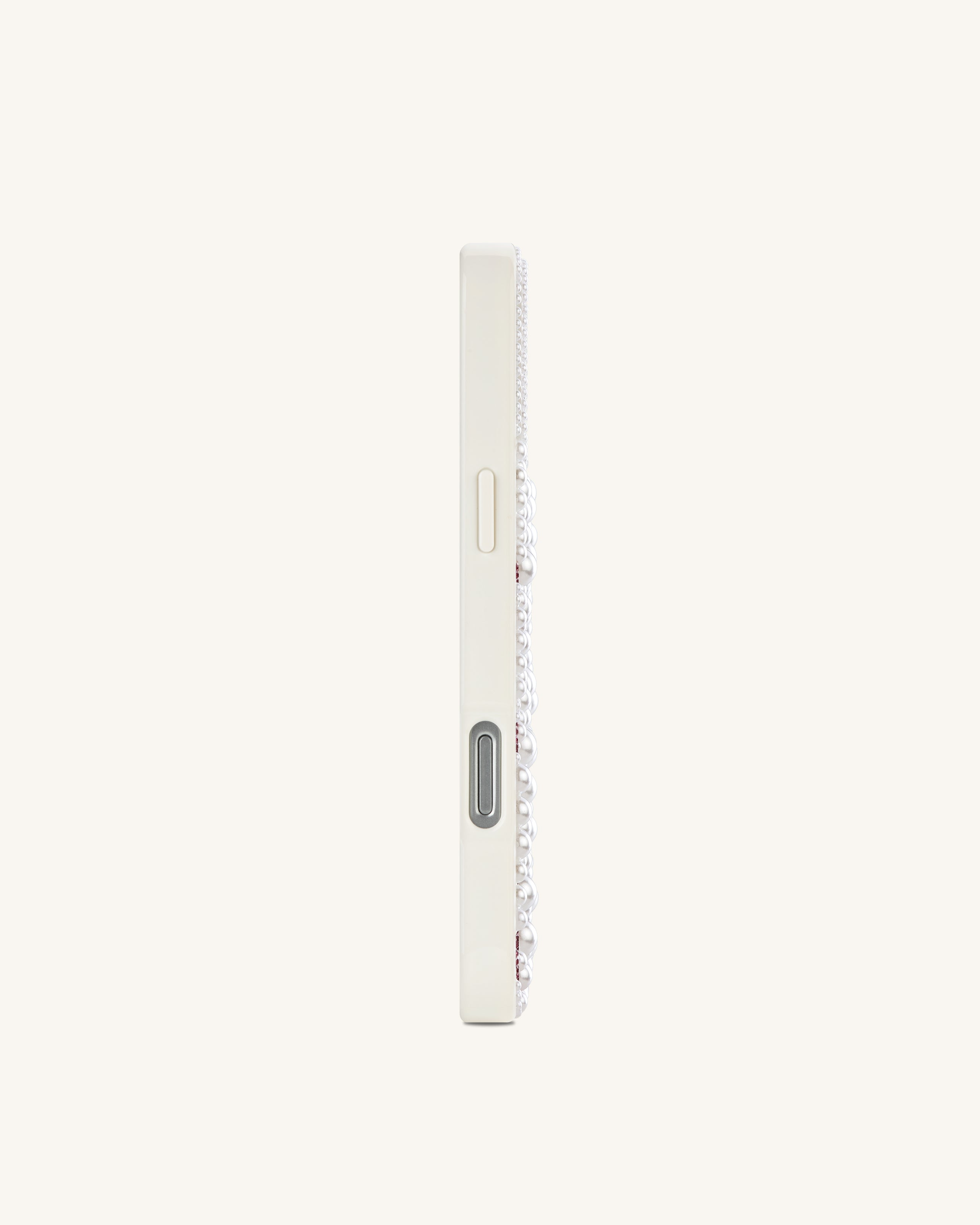 Pearl Artificial Crystal Ribbon Bow Phone Case - White