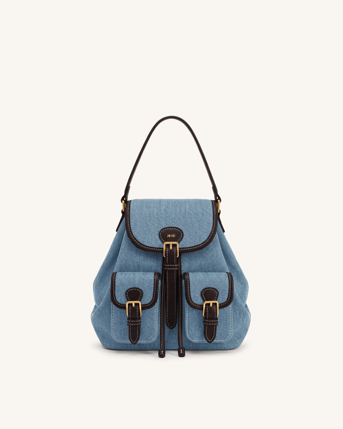 Harper Buckle Pocket Backpack - Light Blue Denim