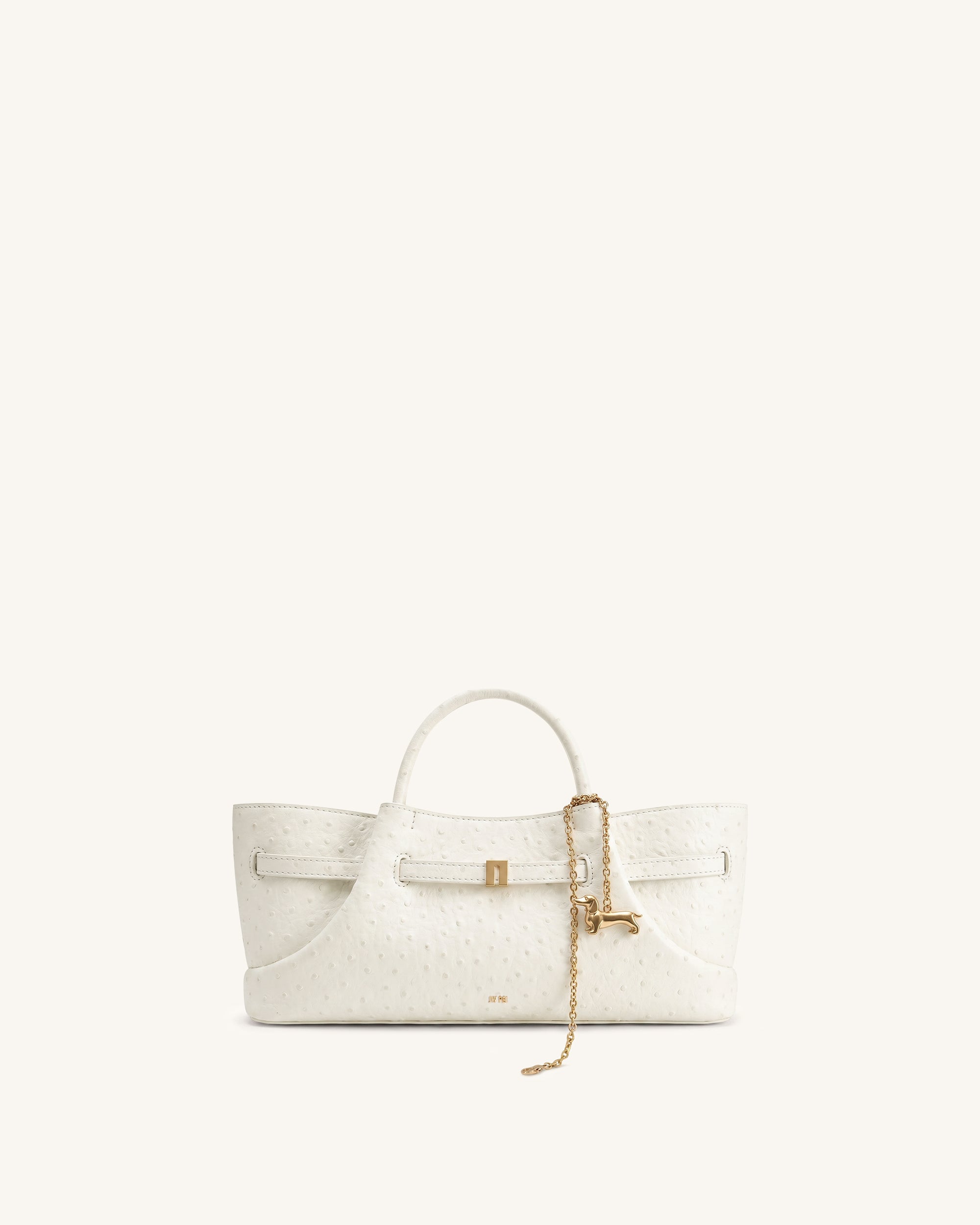 Maeve Dachshund Metal Charm Tote Bag - White