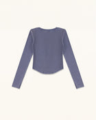 Dachshund Heart Scoop Neck Curved Cropped Tee - Smokey Slate