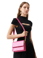 Mini Flap Bag - Rose Red Croc