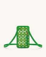 Aylin Knitted Phone Bag - Green & Yellow