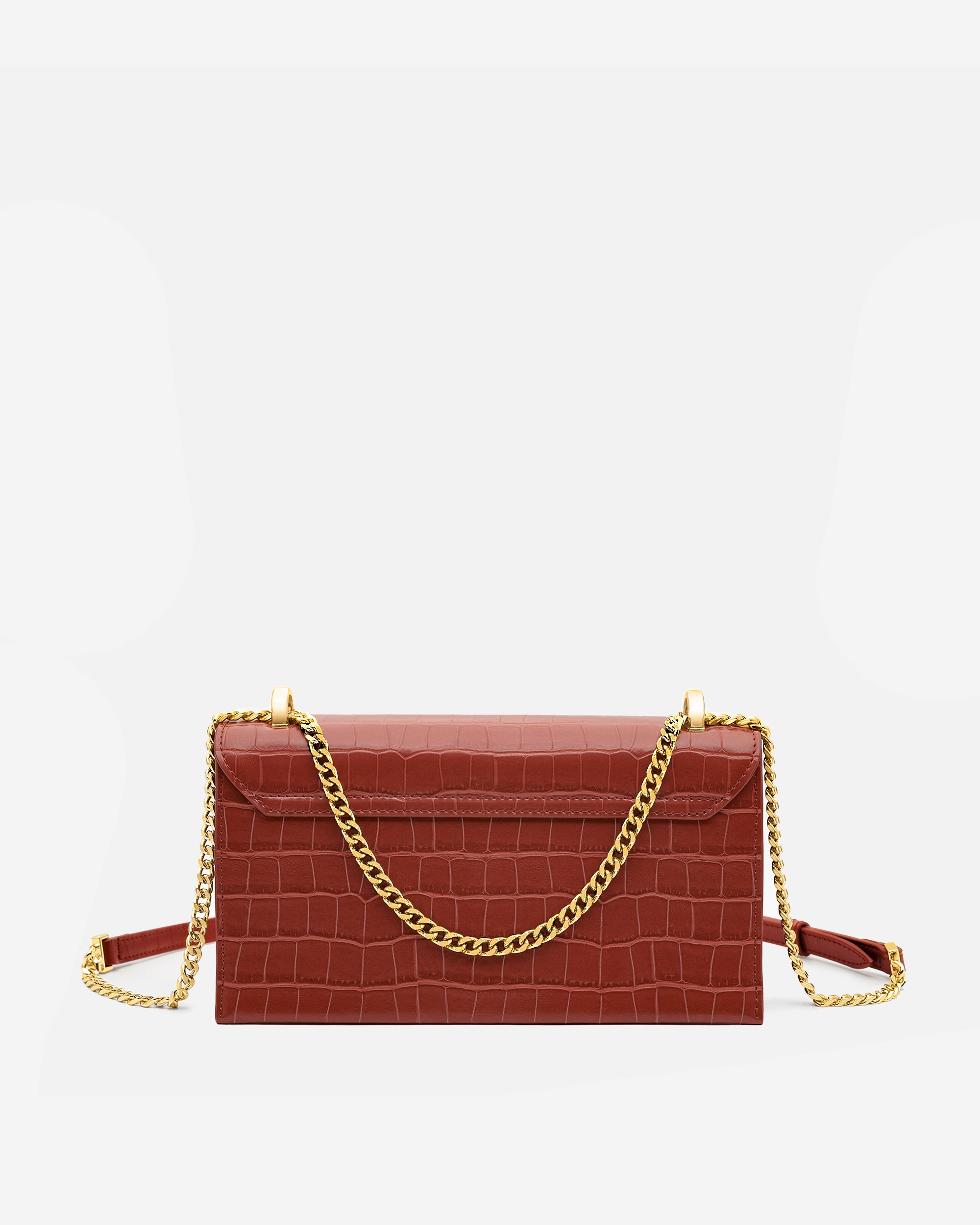 Jade Chain Bag -  Wine Red Croc