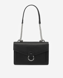 The Envelope Silver Chain Crossbody Bag - Black