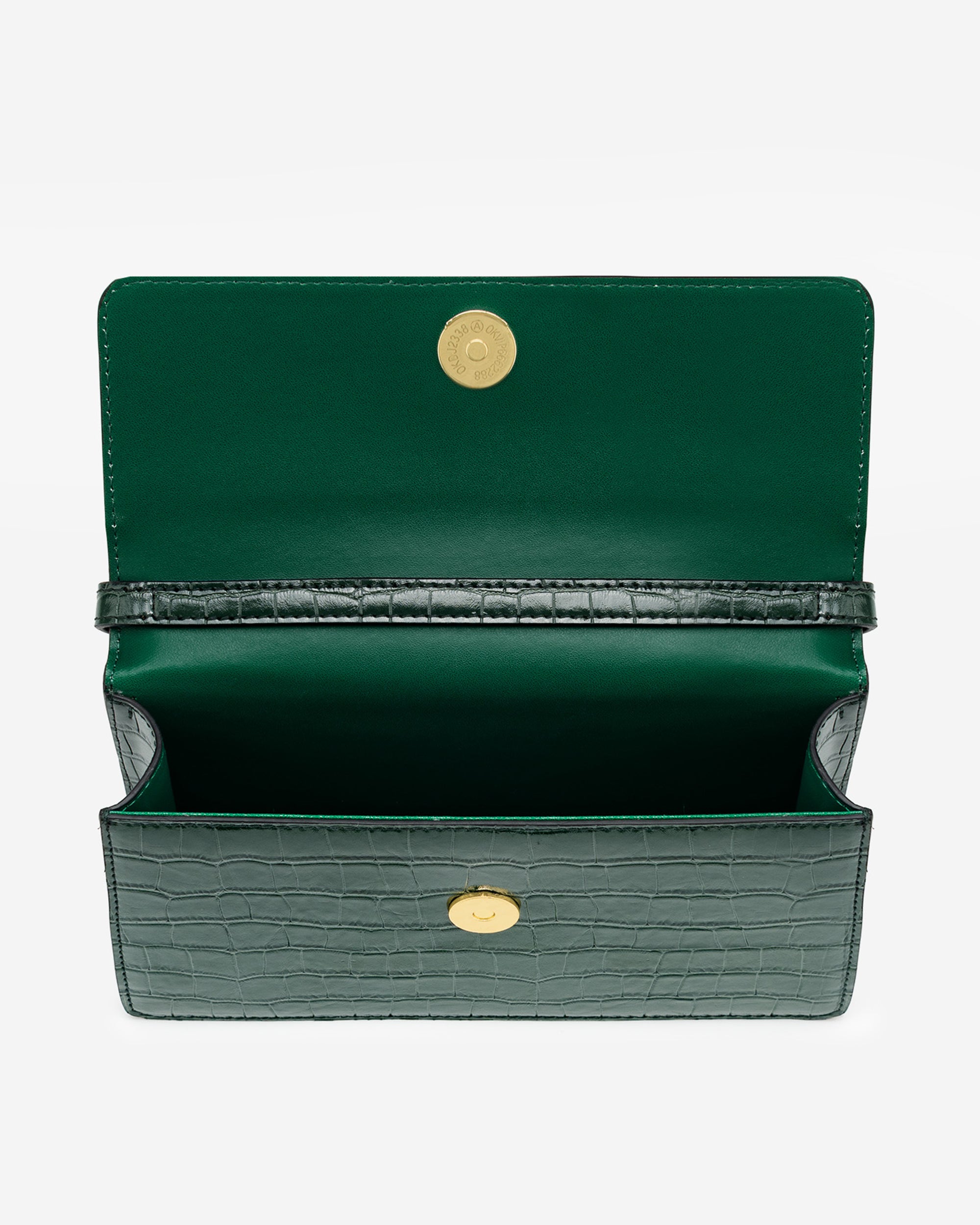 Julia Acrylic Chain Crossbody Bag - Dark Green Croc
