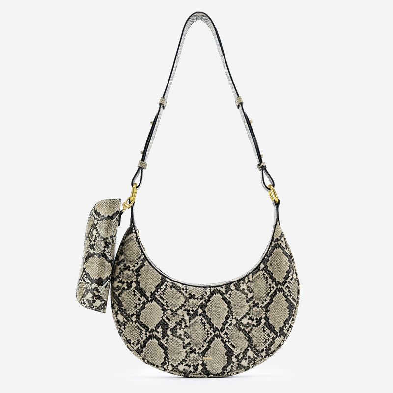 Quinn Glasses Case - Natural Snake Embossed