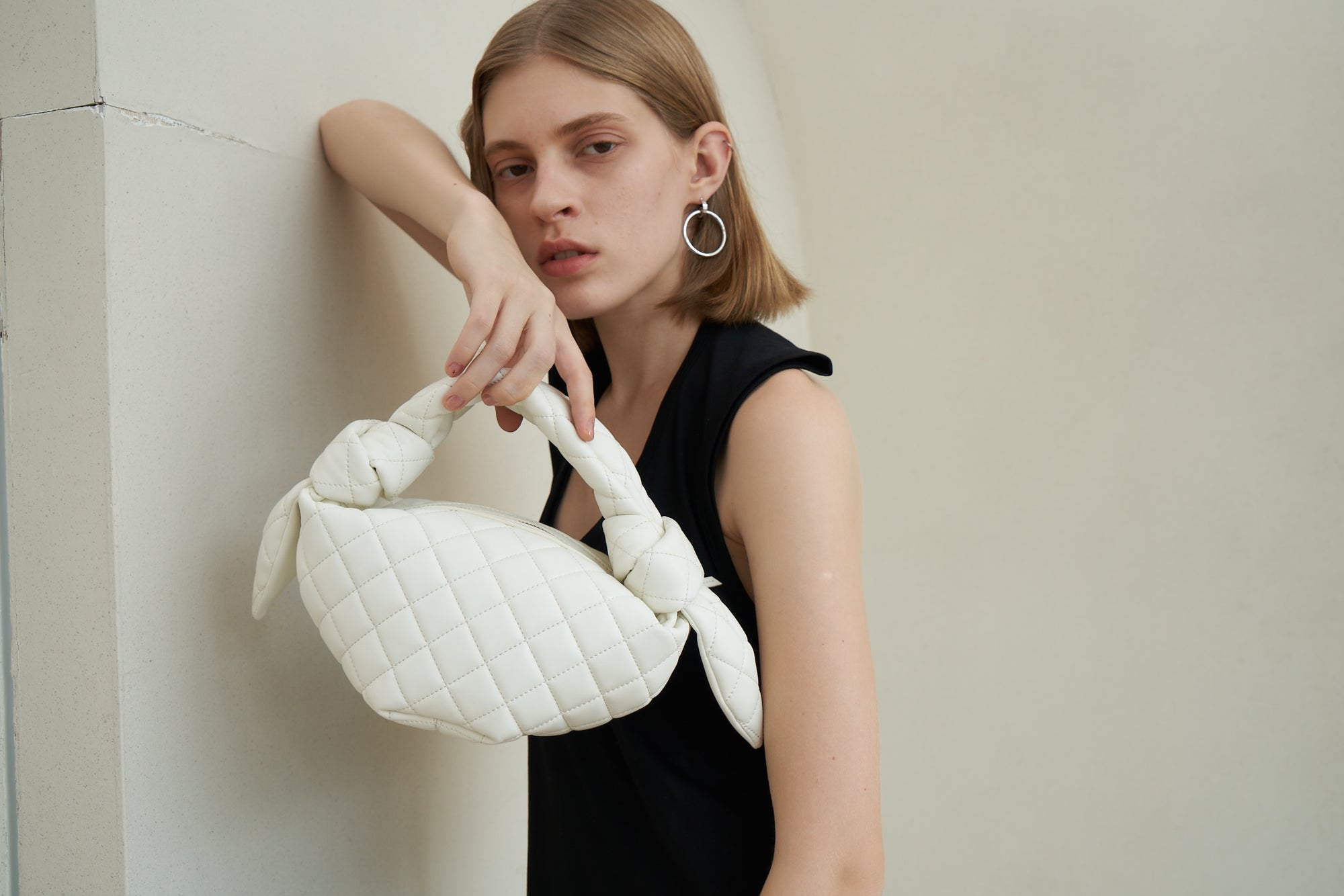 Croissant Top Handle Bag - White