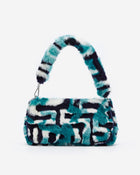 Eva Faux Fur Fabric Shoulder Bag - Peacock Blue