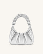 Gabbi Metallic Ruched Hobo Handbag - Silver