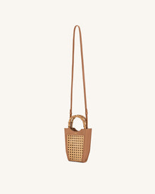 FEI Faux Bamboo Woven Phone Bag - Brown