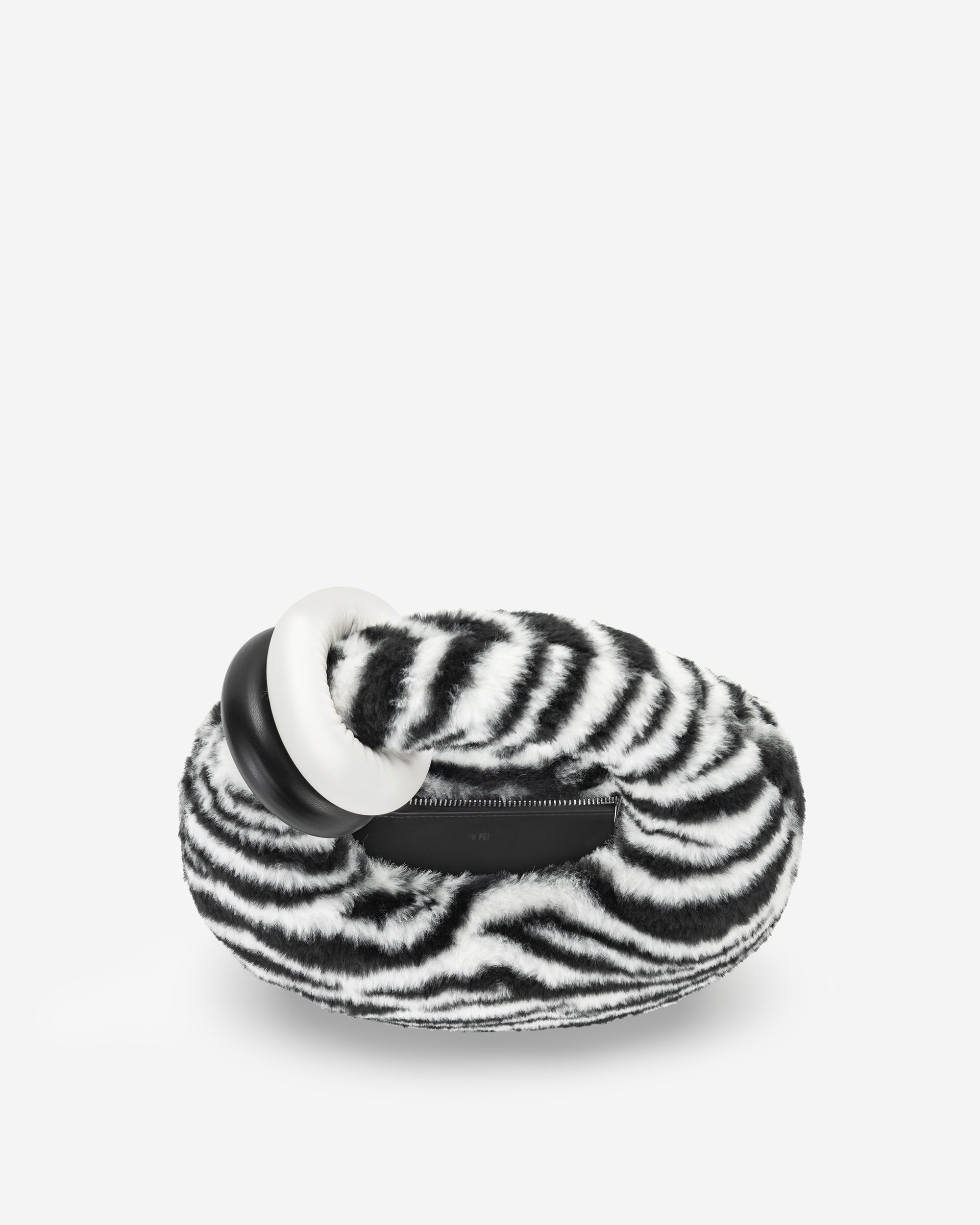 Abacus Zebra Print Faux Fur Top Handle Bag - Black & White