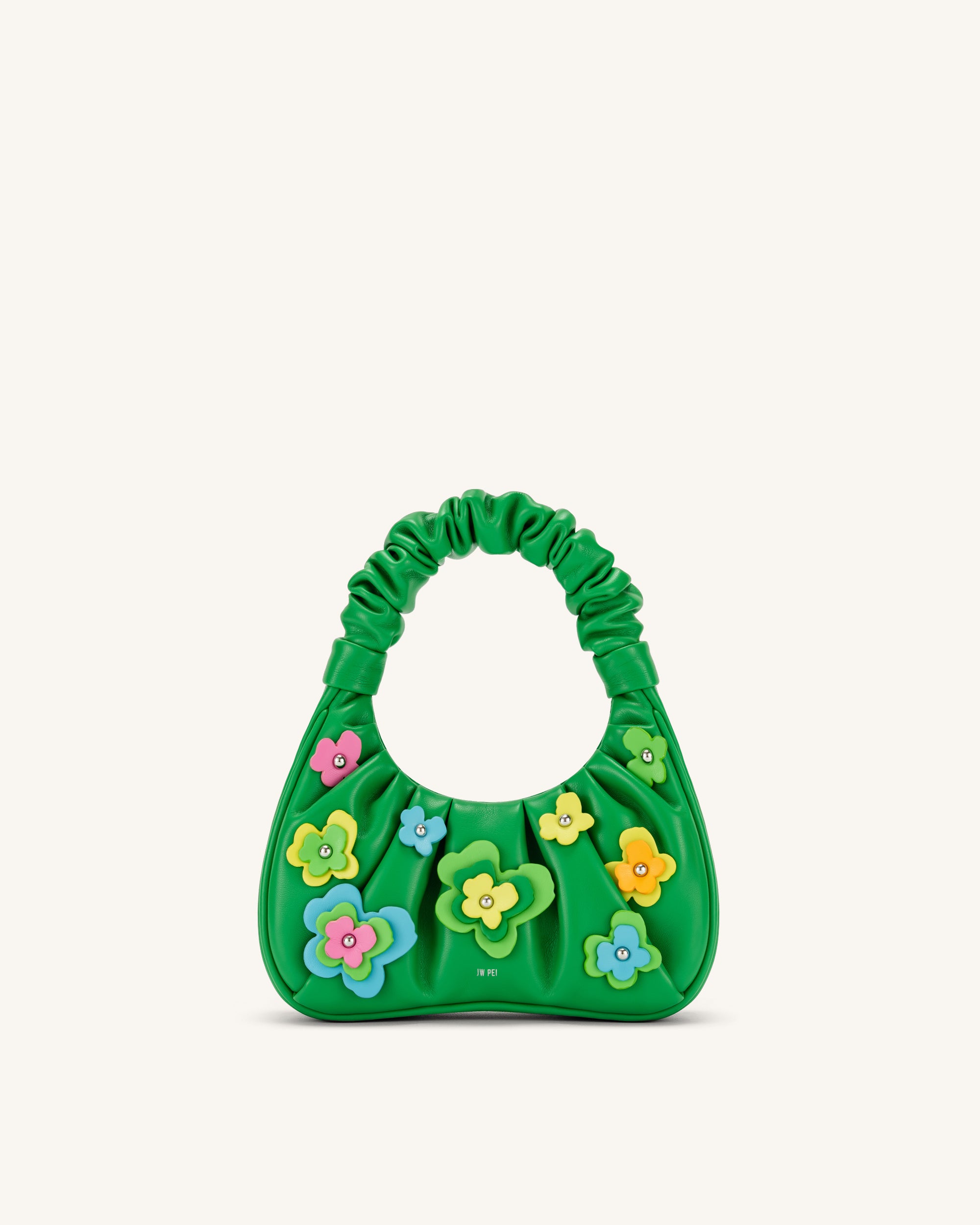 Gabbi Floral Medium Ruched Hobo Handbag - Green