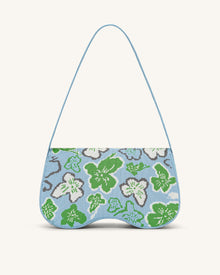 Becci Knitted Shoulder Bag - Flower Collection - Ice & Green & White & Gray