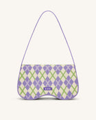 Becci Knitted Shoulder Bag - Purple & Ivory & Lime