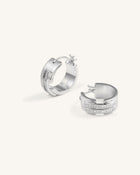 Hoop Earrings - 18ct White Gold Plated & White Zircon