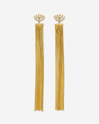 Magic Eye Tassel Earrings - 18ct Gold Plated & White Zircon & Sea Blue Zircon