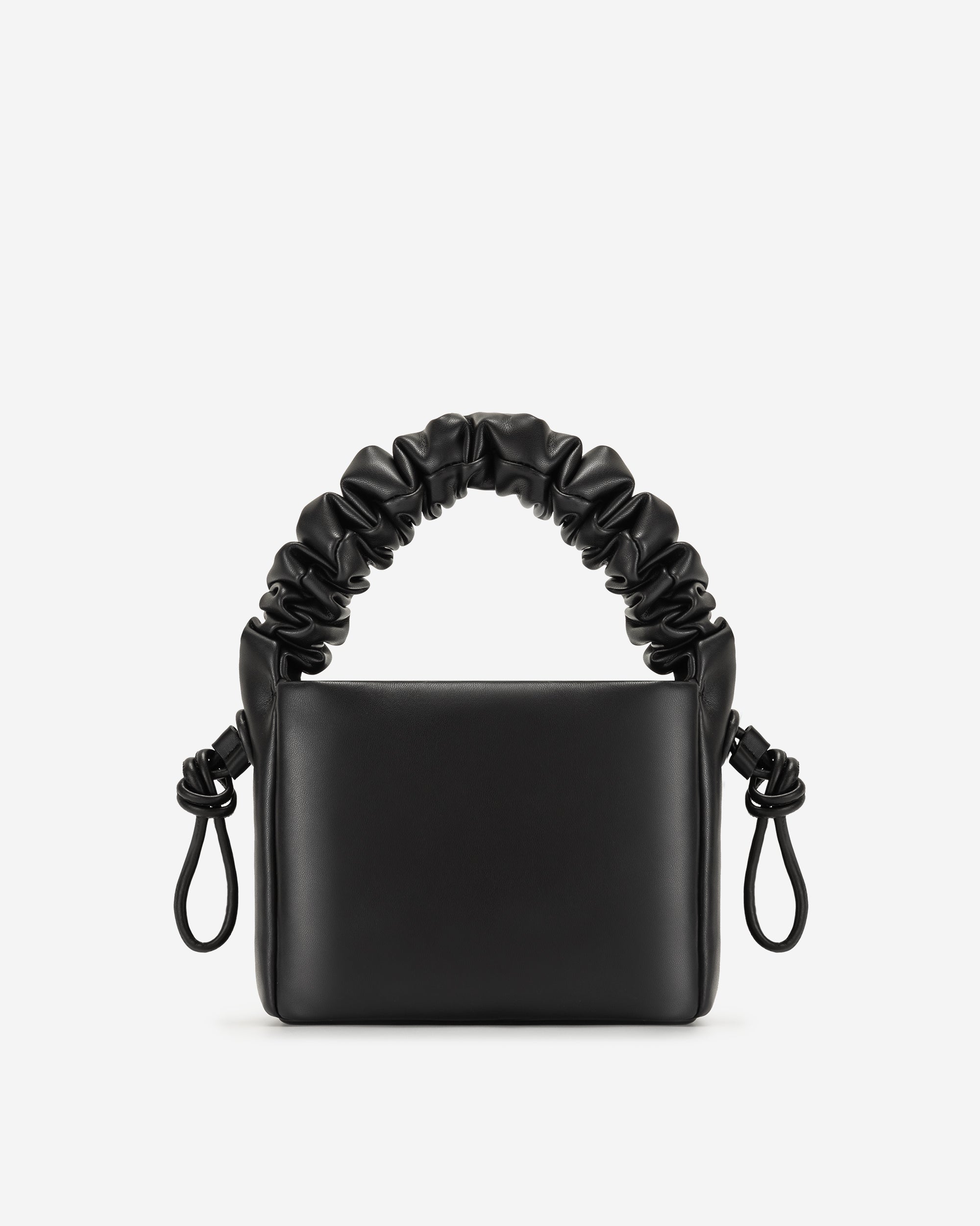 Rylee Pleated Drawstring Top Handle Bag - Black