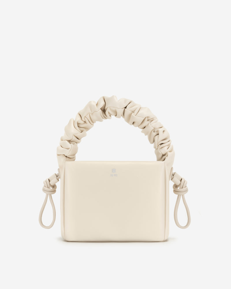 Rylee Pleated Drawstring Top Handle Bag - Off White