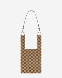 Shea Checkerboard Knitted Tote Bag - Brown